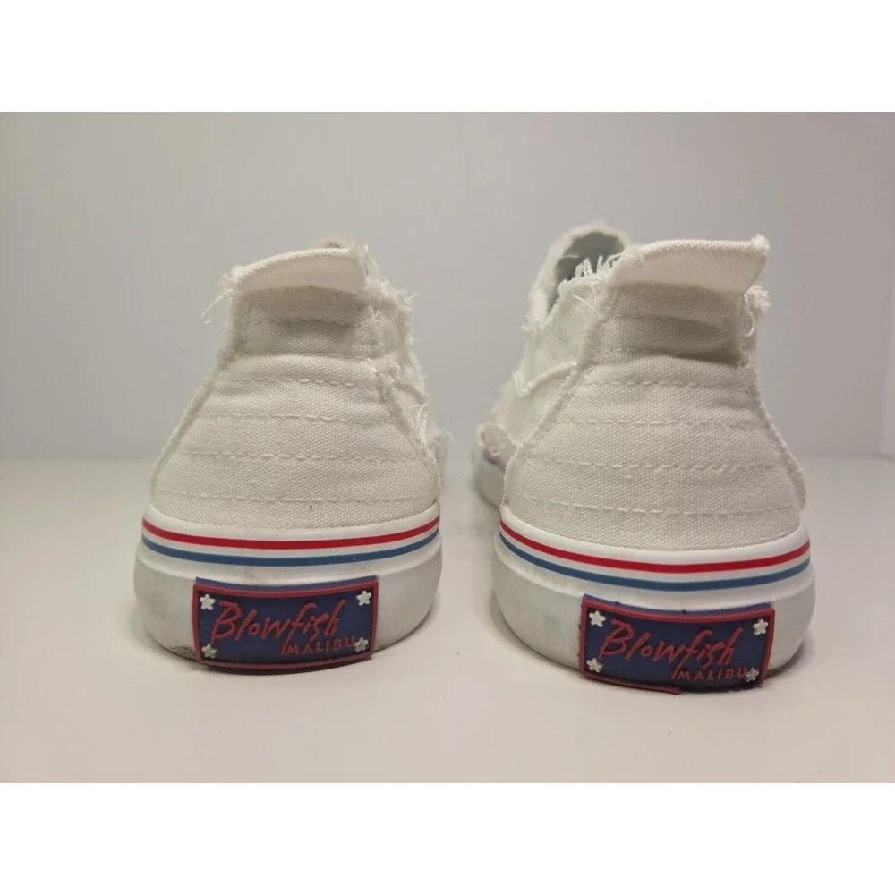 BlowFish Malibu white Tattered Slip On  converse style Sneakers Women's Sz 7 - Picture 4 of 8